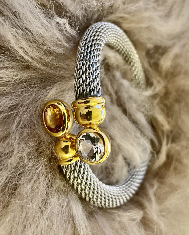 Armspange mit Citrin und Bergkristall